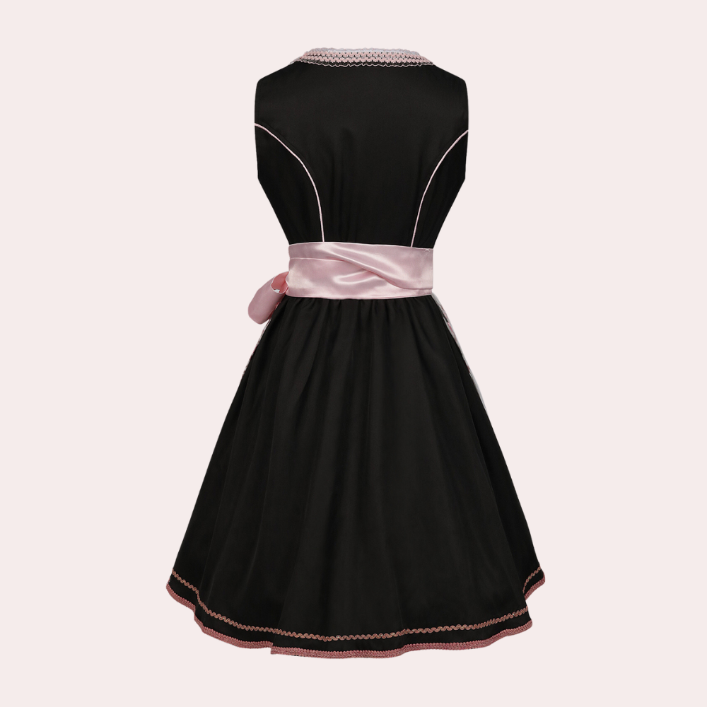 Women's traditional dress with floral embroidery and elegant lacing