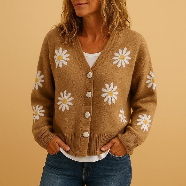 Women's Vest Knit Material Floral Pattern