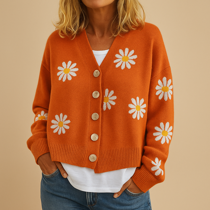 Women's Vest Knit Material Floral Pattern