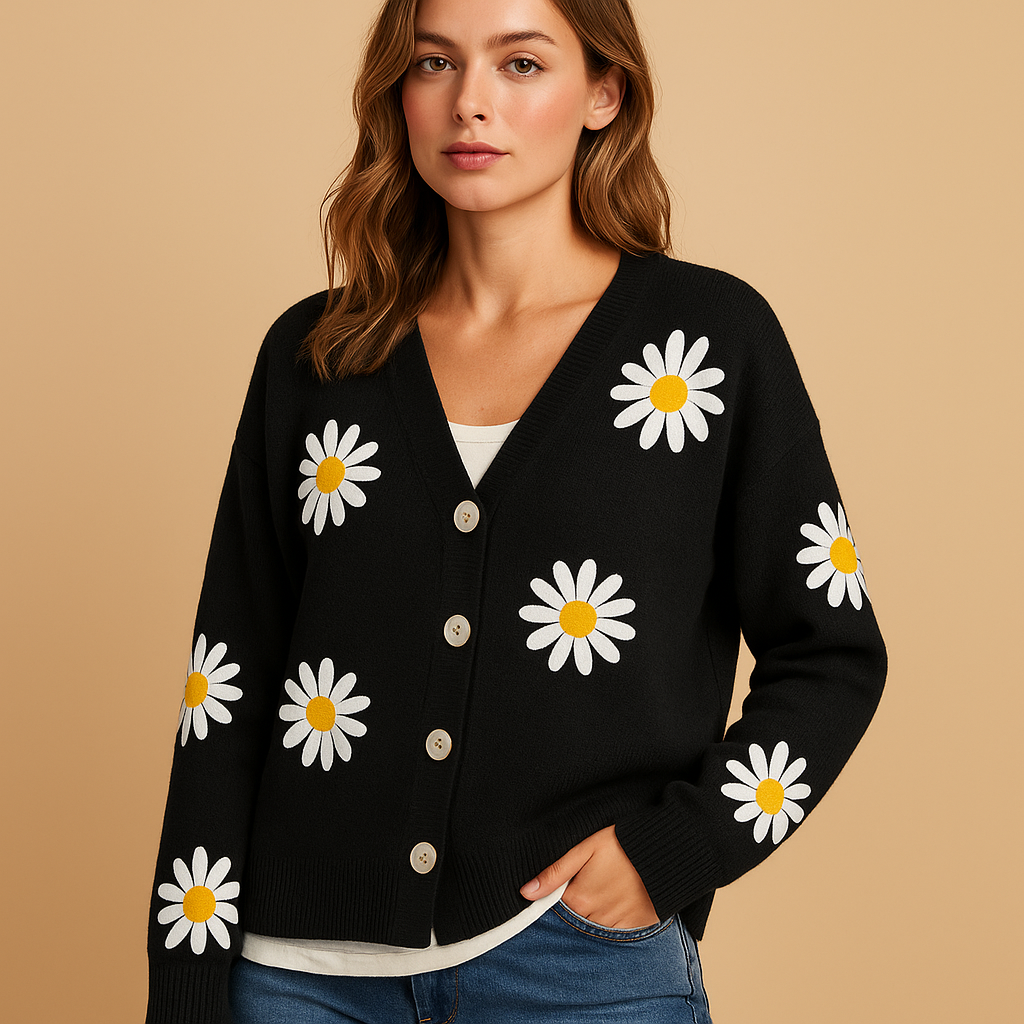 Women's Vest Knit Material Floral Pattern