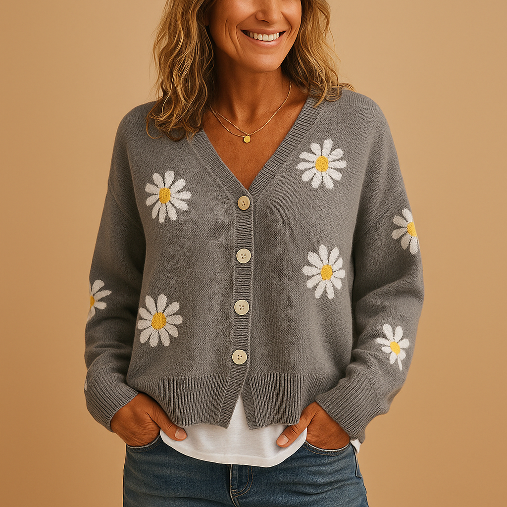 Women's Vest Knit Material Floral Pattern