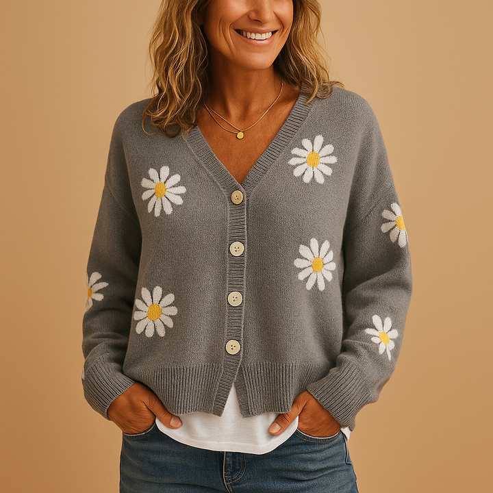 Women's Vest Knit Material Floral Pattern