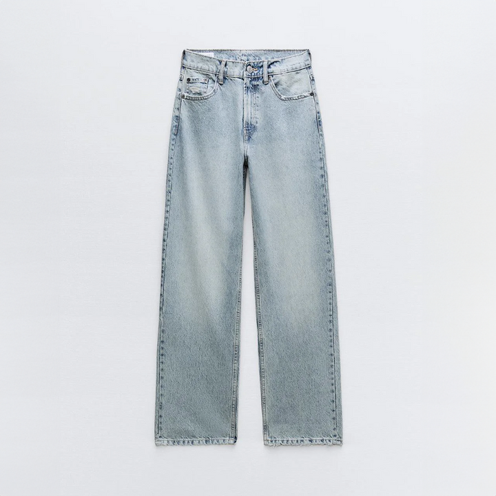 Damen Vintage Ripped Jeans Denim Gerade