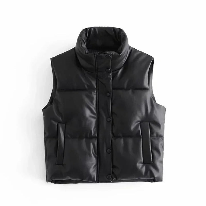 Women's Vest Short Stand-up Collar Elegant Fashion Made from High-Quality Fabric