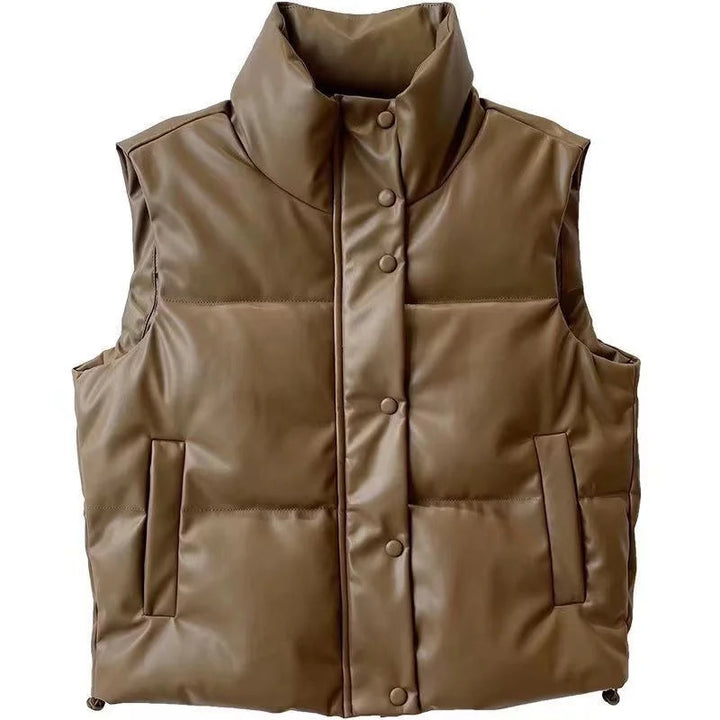 Women's Vest Short Stand-up Collar Elegant Fashion Made from High-Quality Fabric