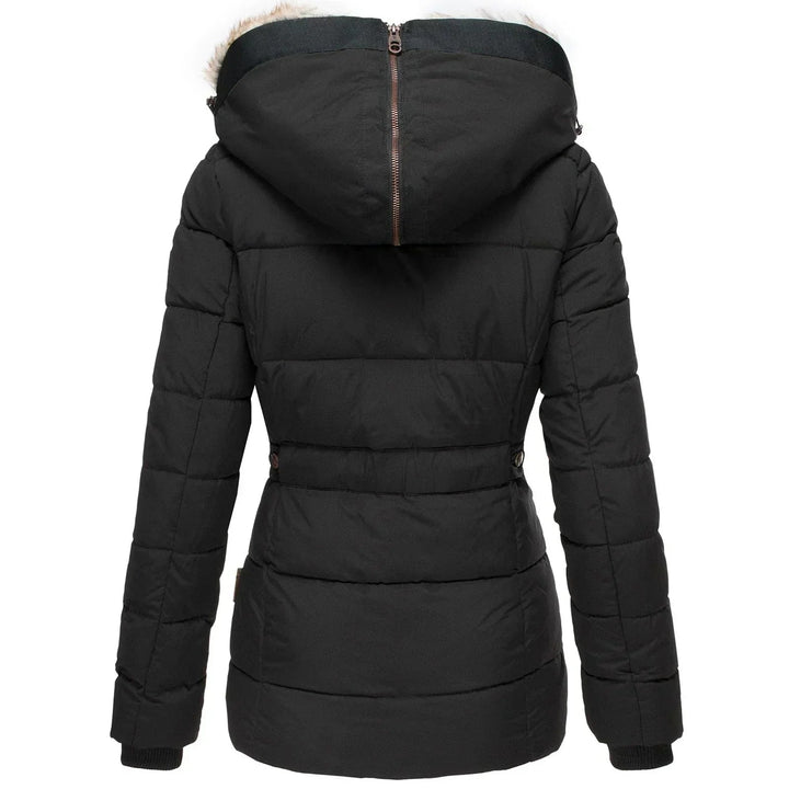 Damen Winterjacke mit Veganfellkapuze und taillierter Passform