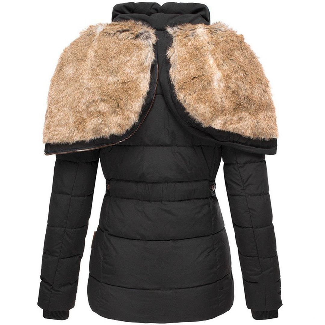 Damen Winterjacke mit Veganfellkapuze und taillierter Passform