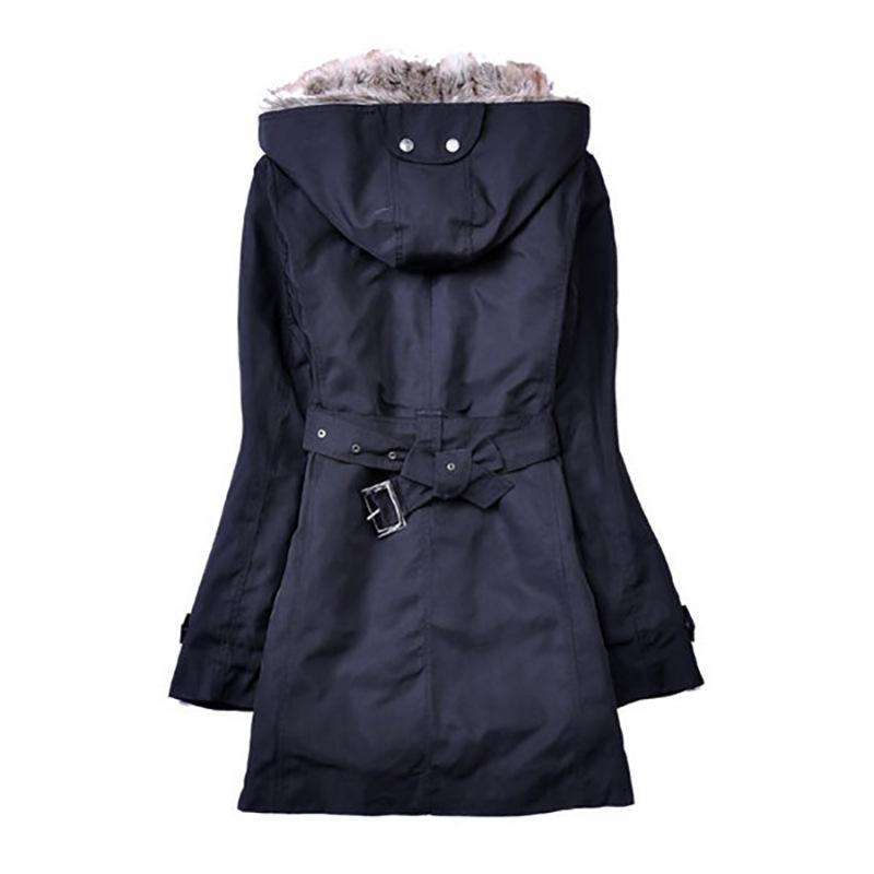 Damen Winterjacke mit Kunstpelz und Taillengürtel