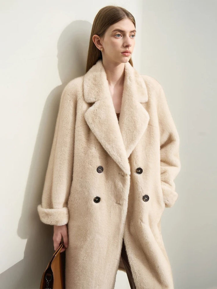 Women's Wool Coat Double Open Elegant Style for Winter Fashion