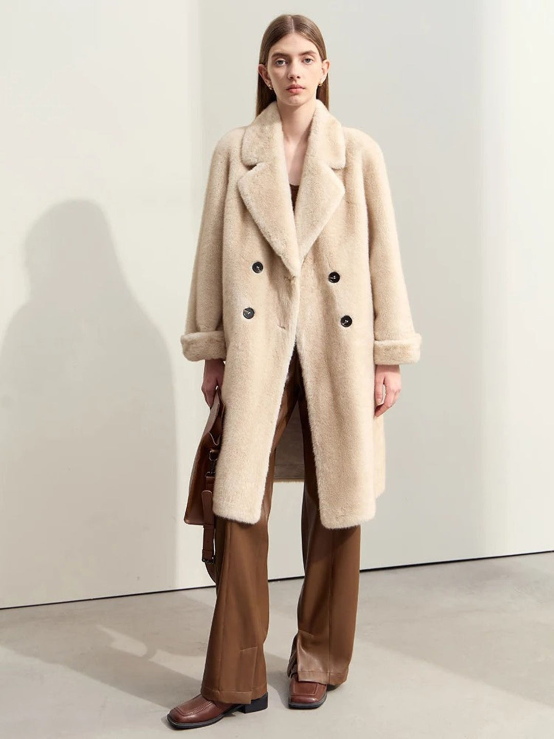 Women's Wool Coat Double Open Elegant Style for Winter Fashion