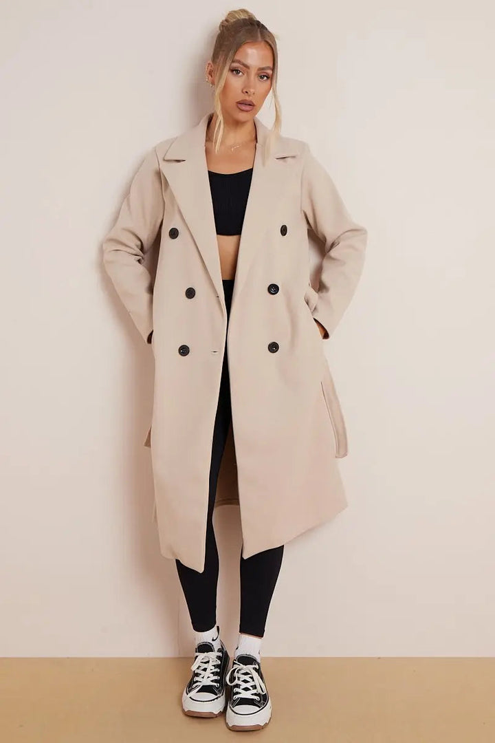 Manteau en laine pour femmes avec ceinture 100% laine élégant style hiver