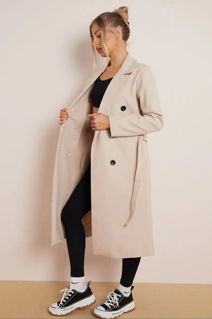 Manteau en laine pour femmes avec ceinture 100% laine élégant style hiver