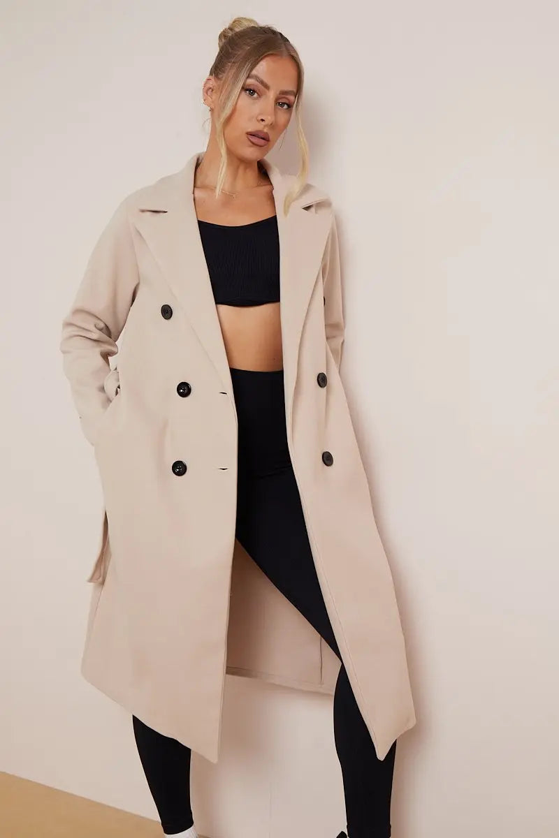 Manteau en laine pour femmes avec ceinture 100% laine élégant style hiver