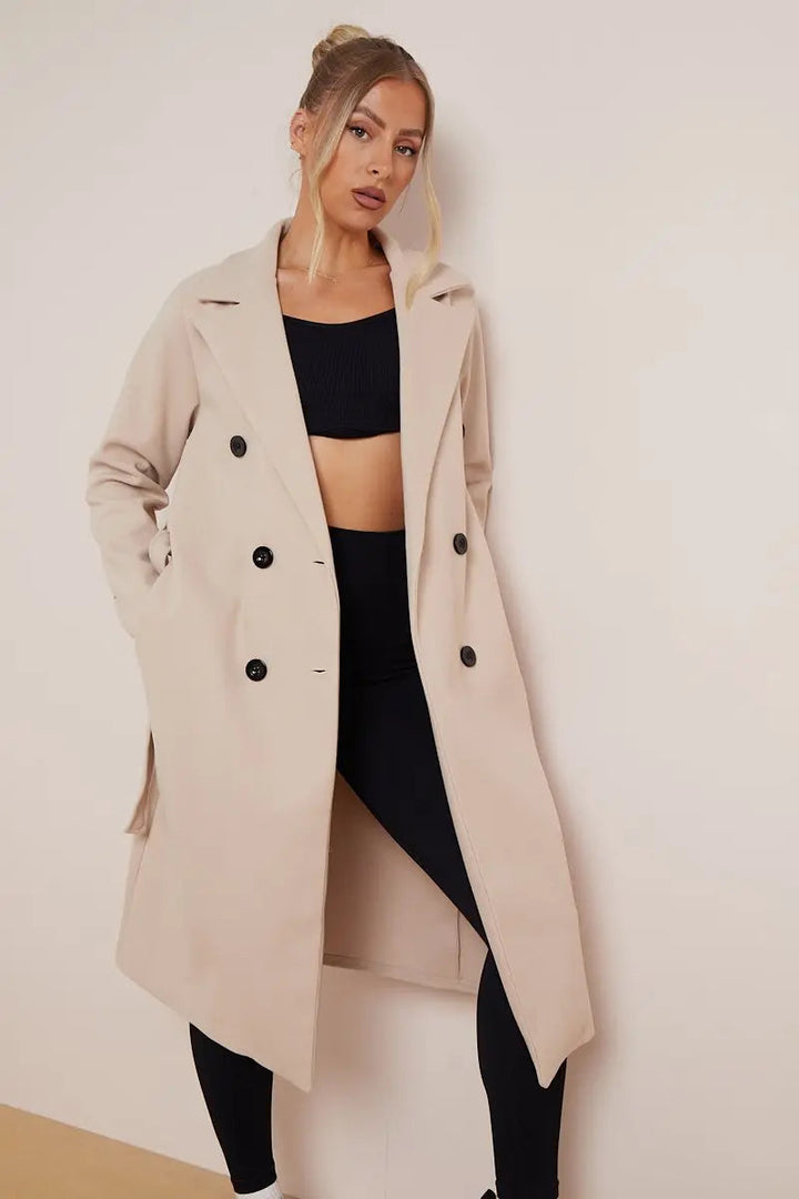 Manteau en laine pour femmes avec ceinture 100% laine élégant style hiver