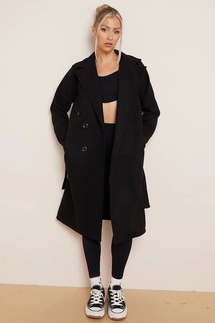 Manteau en laine pour femmes avec ceinture 100% laine élégant style hiver