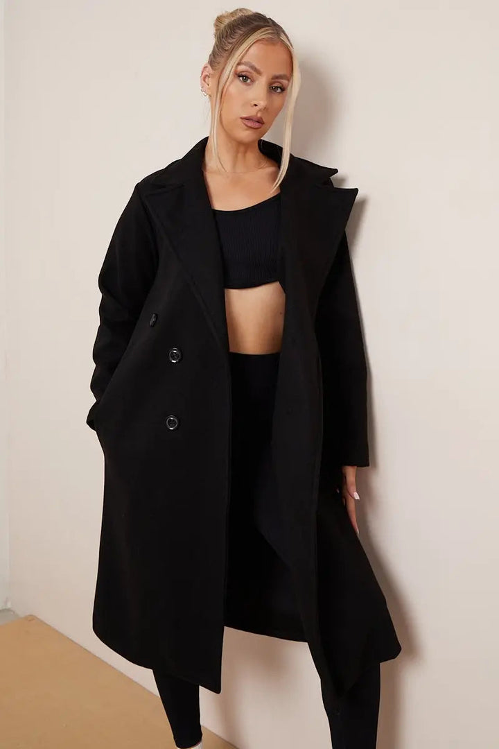 Manteau en laine pour femmes avec ceinture 100% laine élégant style hiver
