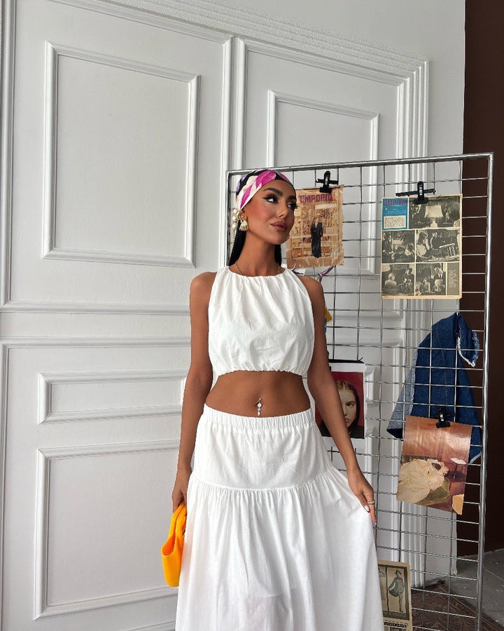 Women's Two-Piece Dress Light Elegant With Ruched Top