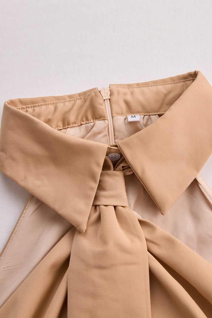 Damenbluse Ärmelos Mischgewebe Mit Bindedetail Elegant 3