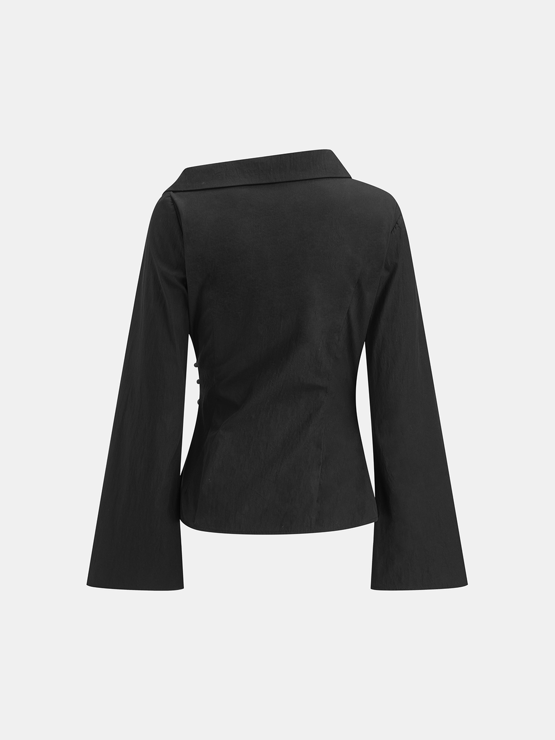 Damen Wickelbluse Baumwollmix – Asymmetrisch, Ausgestellte Ärmel, Elegant