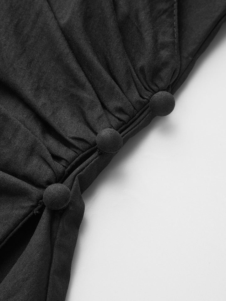 Damen Wickelbluse Baumwollmix – Asymmetrisch, Ausgestellte Ärmel, Elegant