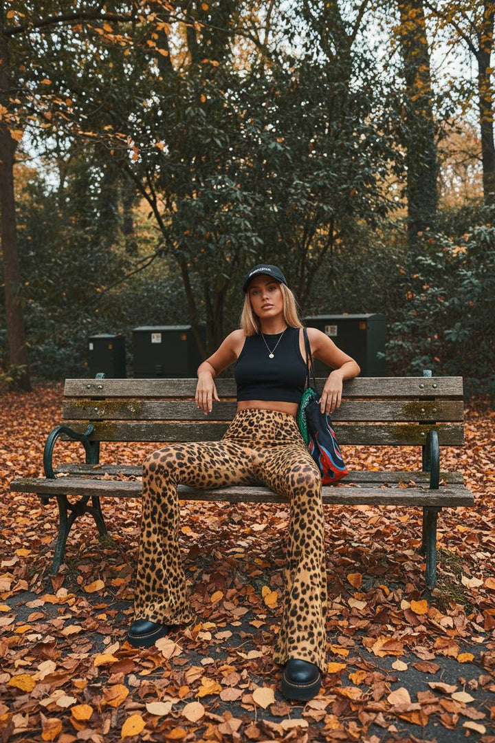 Damenhose Hoch Tailliert Leopardenmuster 3