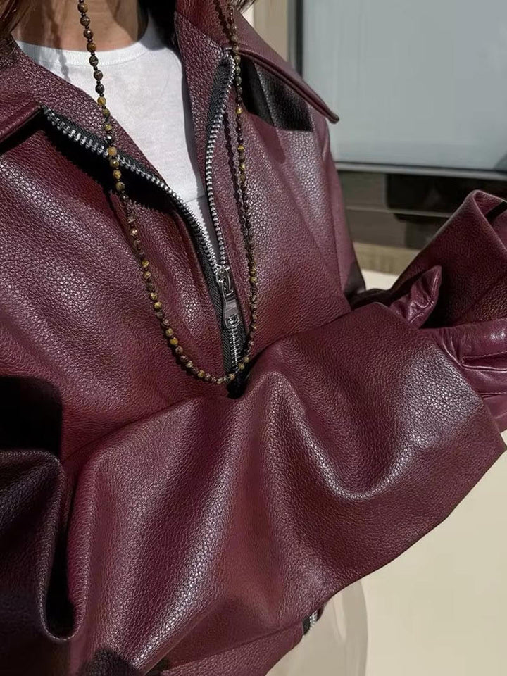 Women's jacket made of high-quality imitation leather in a modern cut