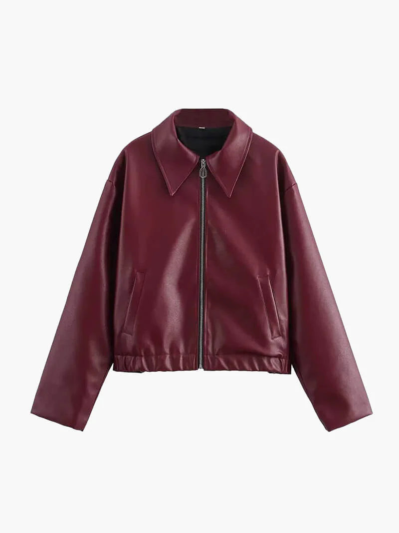 Women's jacket made of high-quality imitation leather in a modern cut