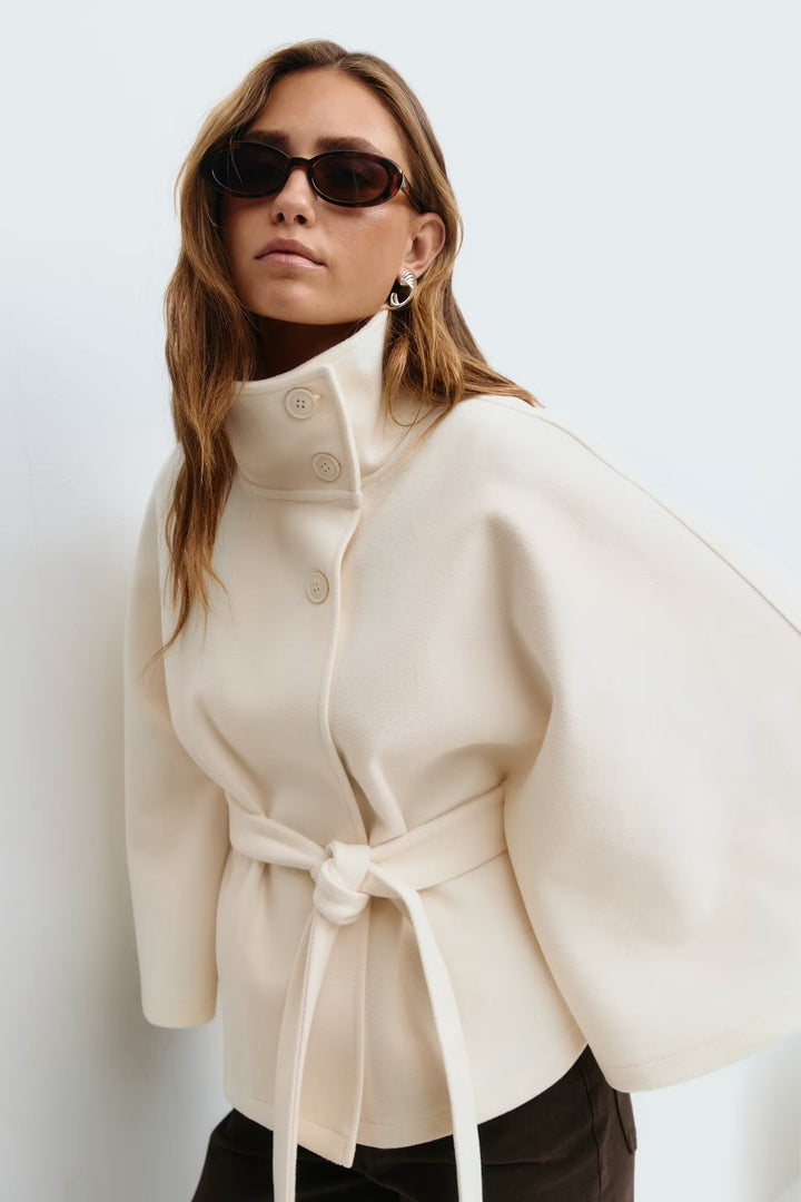 Damenjacke Cape mit Umhangärmeln und hohem Kragen