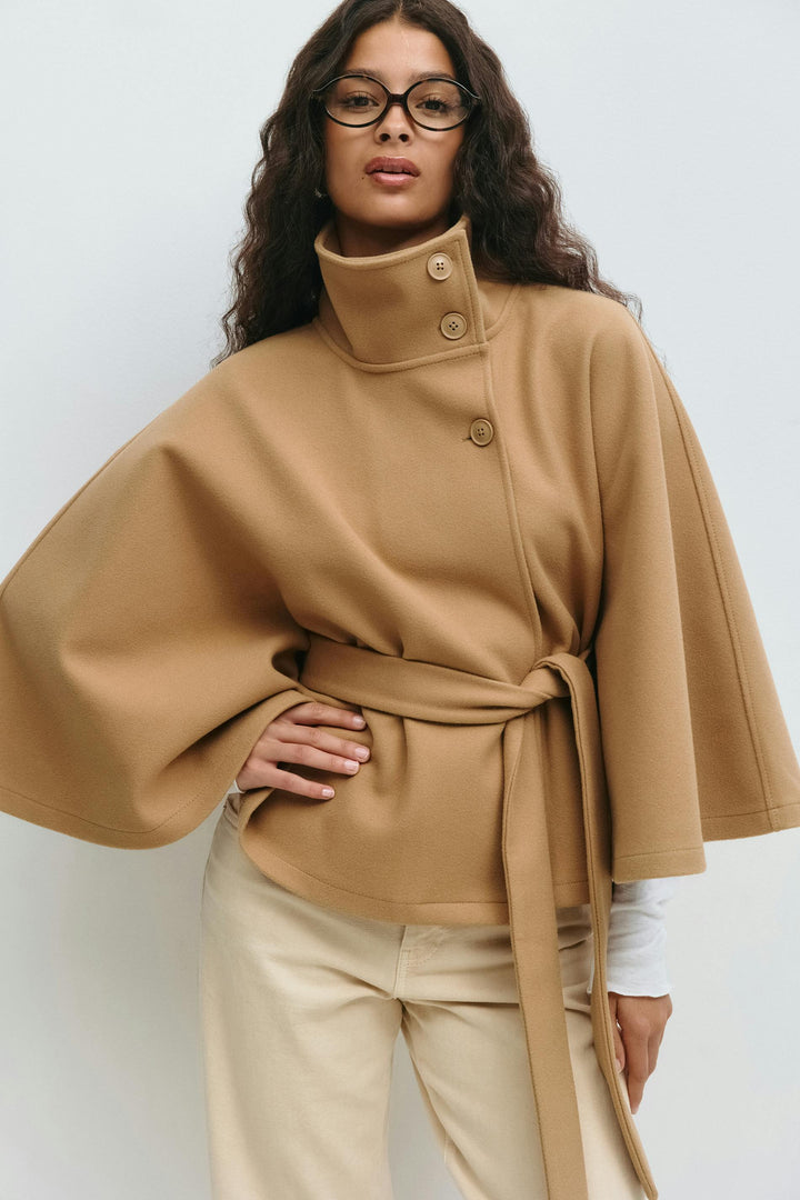 Damenjacke Cape mit Umhangärmeln und hohem Kragen