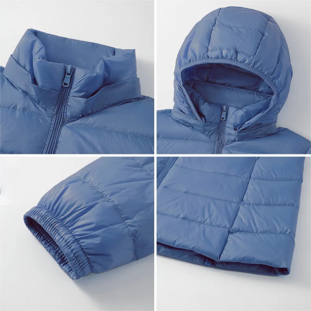 Women's down jacket with hood long cut