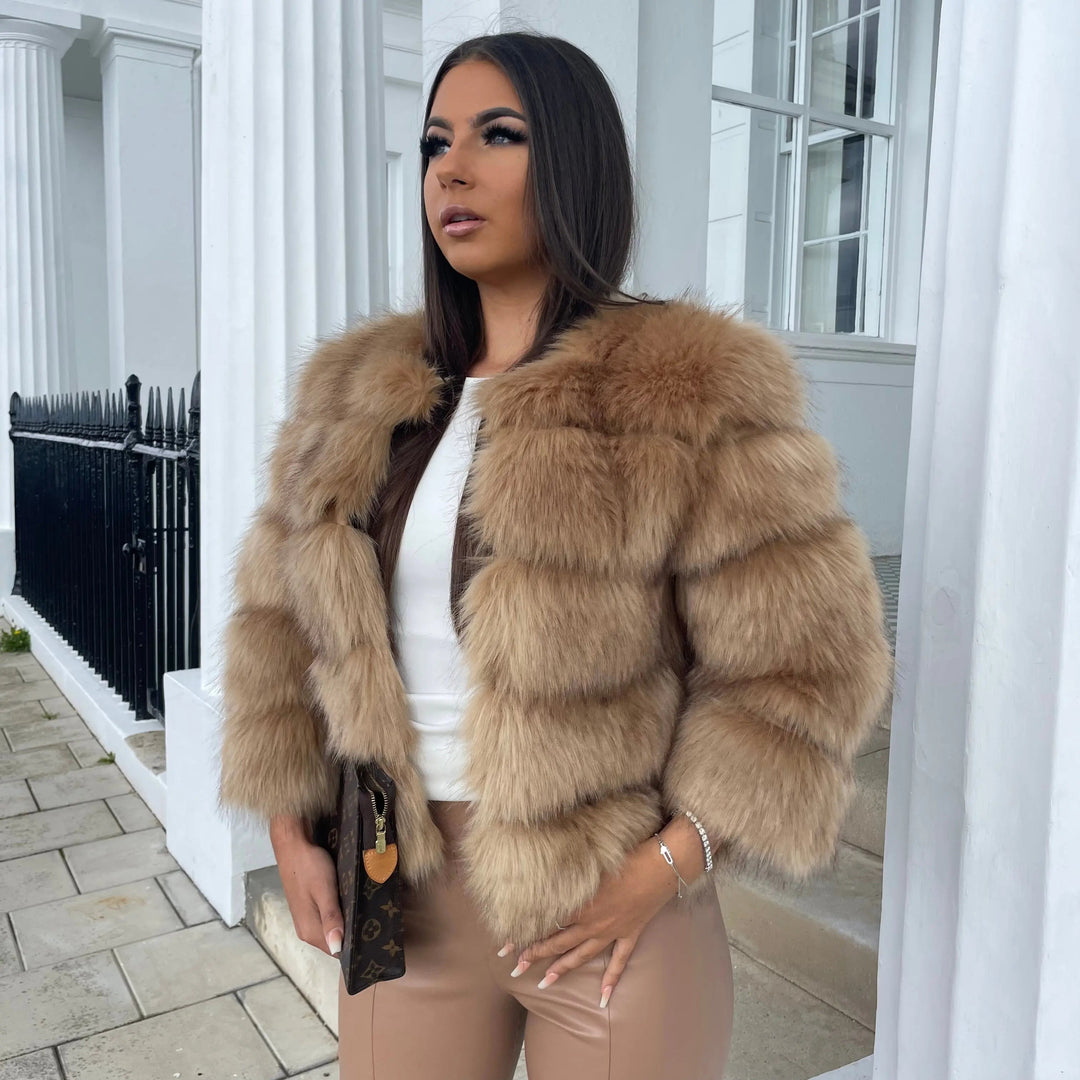 Women's jacket faux fur voluminous design elegant jacket for women