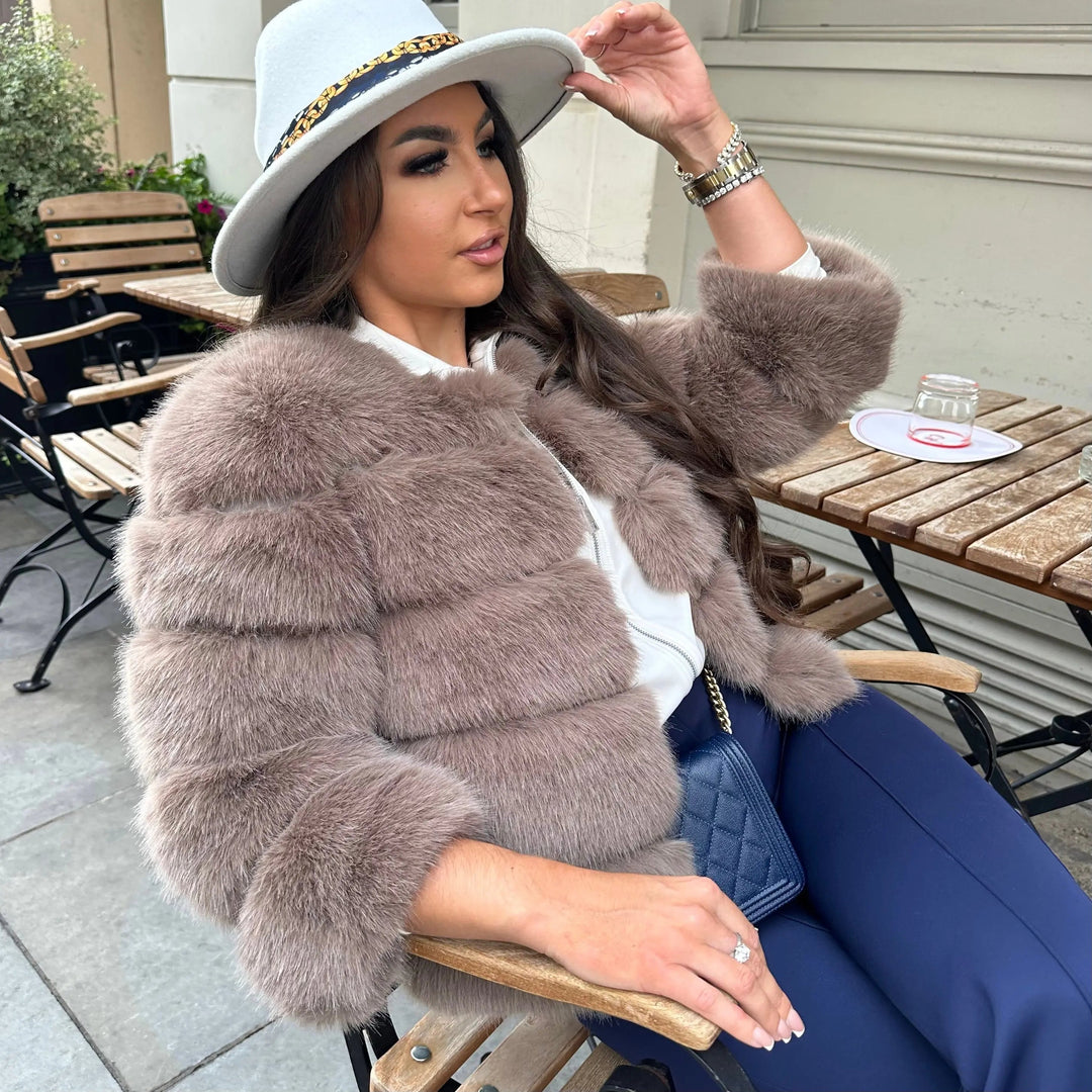 Women's jacket faux fur voluminous design elegant jacket for women