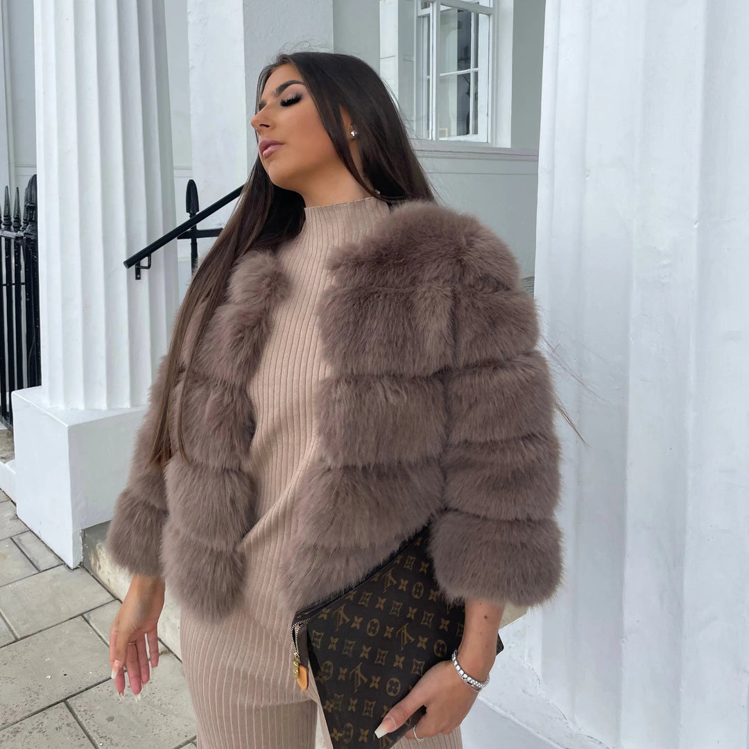 Women's jacket faux fur voluminous design elegant jacket for women