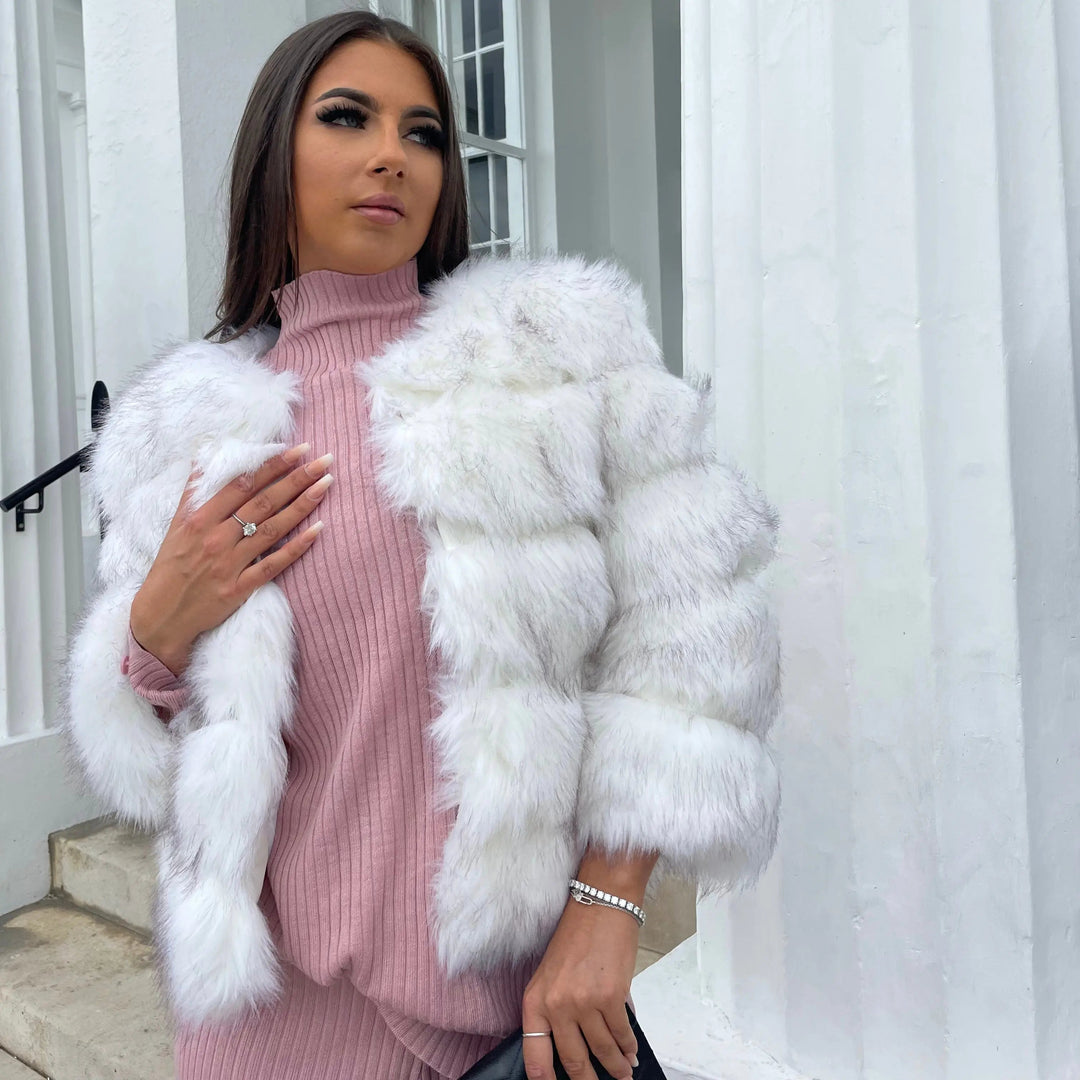 Women's jacket faux fur voluminous design elegant jacket for women