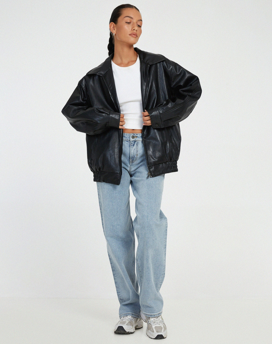 Women's jacket oversized faux leather fashionable