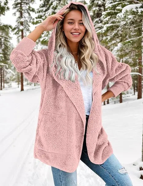 Damenjacke Teddy-Fleece Lässig Mit Praktischen Taschen