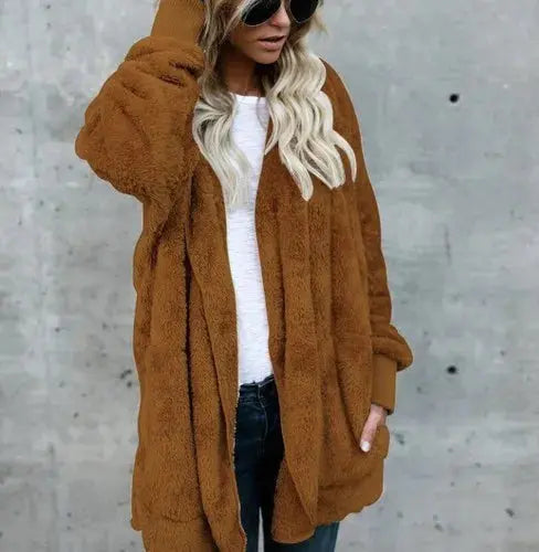 Damenjacke Teddy-Fleece Lässig Mit Praktischen Taschen