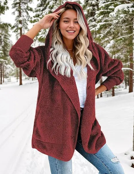 Damenjacke Teddy-Fleece Lässig Mit Praktischen Taschen