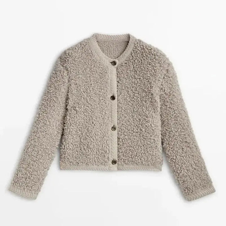 Damenjacke Teddy Material Lässig Mit Reißverschluss und Seitentaschen