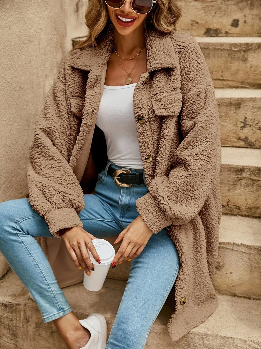 Damenjacke Teddy Oversized Stil für Komfort und Wärme
