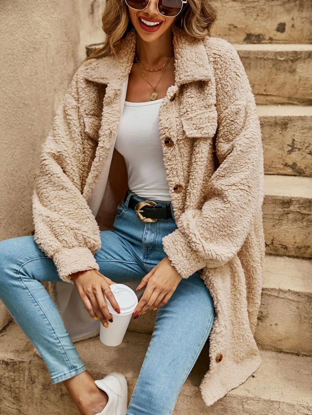 Damenjacke Teddy Oversized Stil für Komfort und Wärme