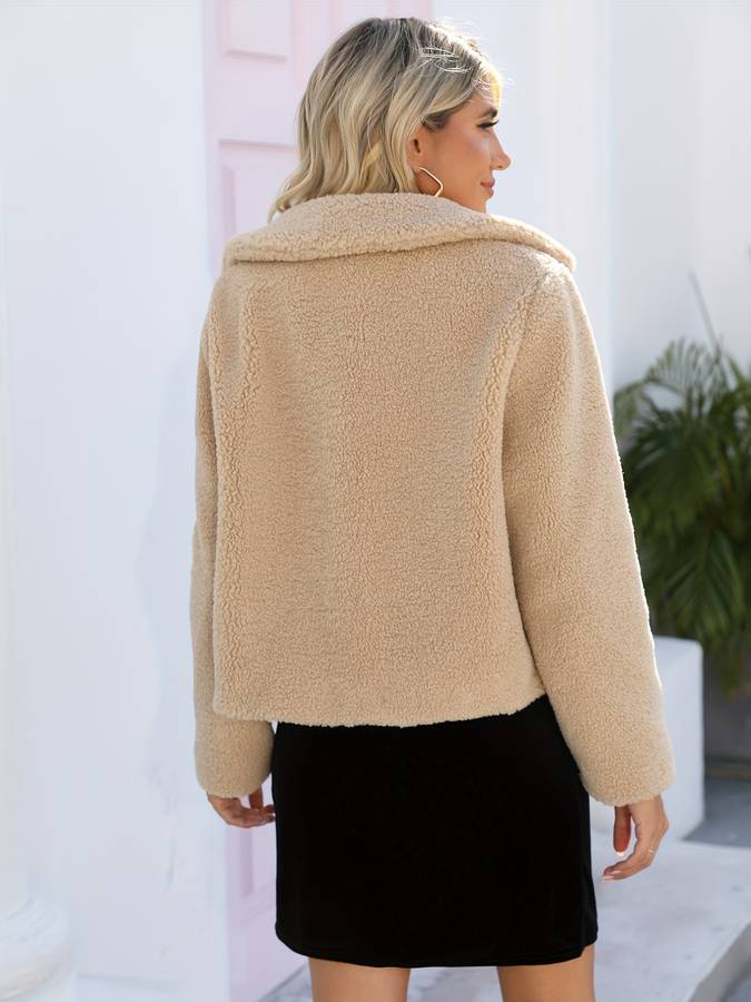 Damenjacke Teddyfleece Bequem Mit Taschen