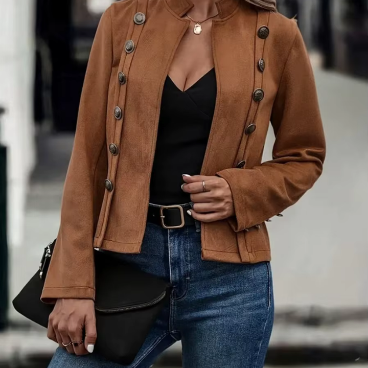 Damenjacke Übergangsjacke Vintage Stil Hochwertiger Stoff Elegant