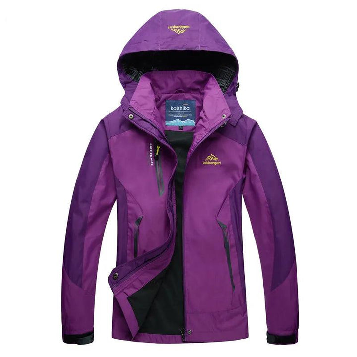 Women's jacket waterproof with hood and warming inner lining