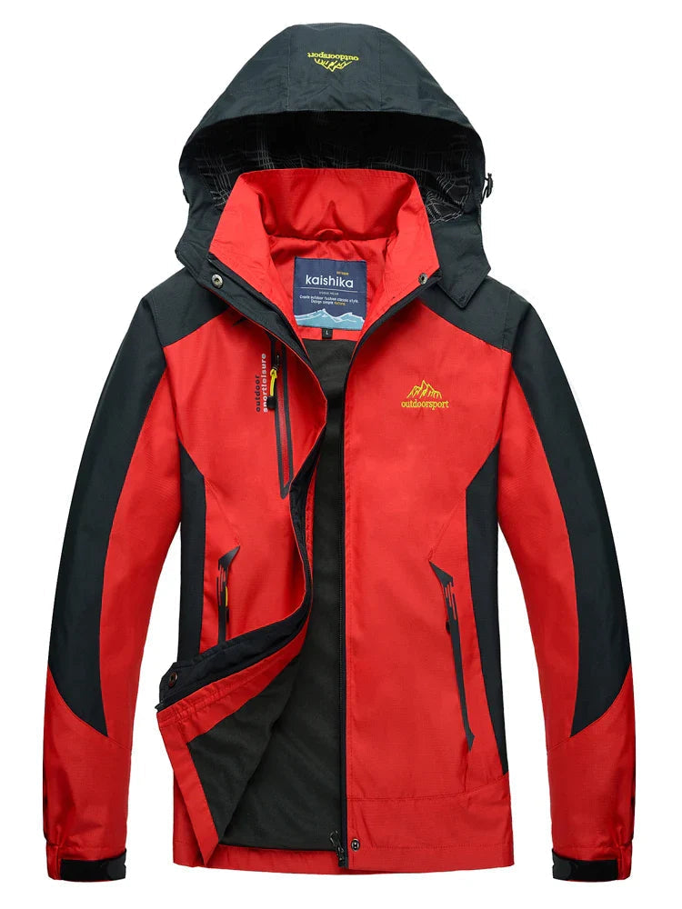 Women's jacket waterproof with hood and warming inner lining