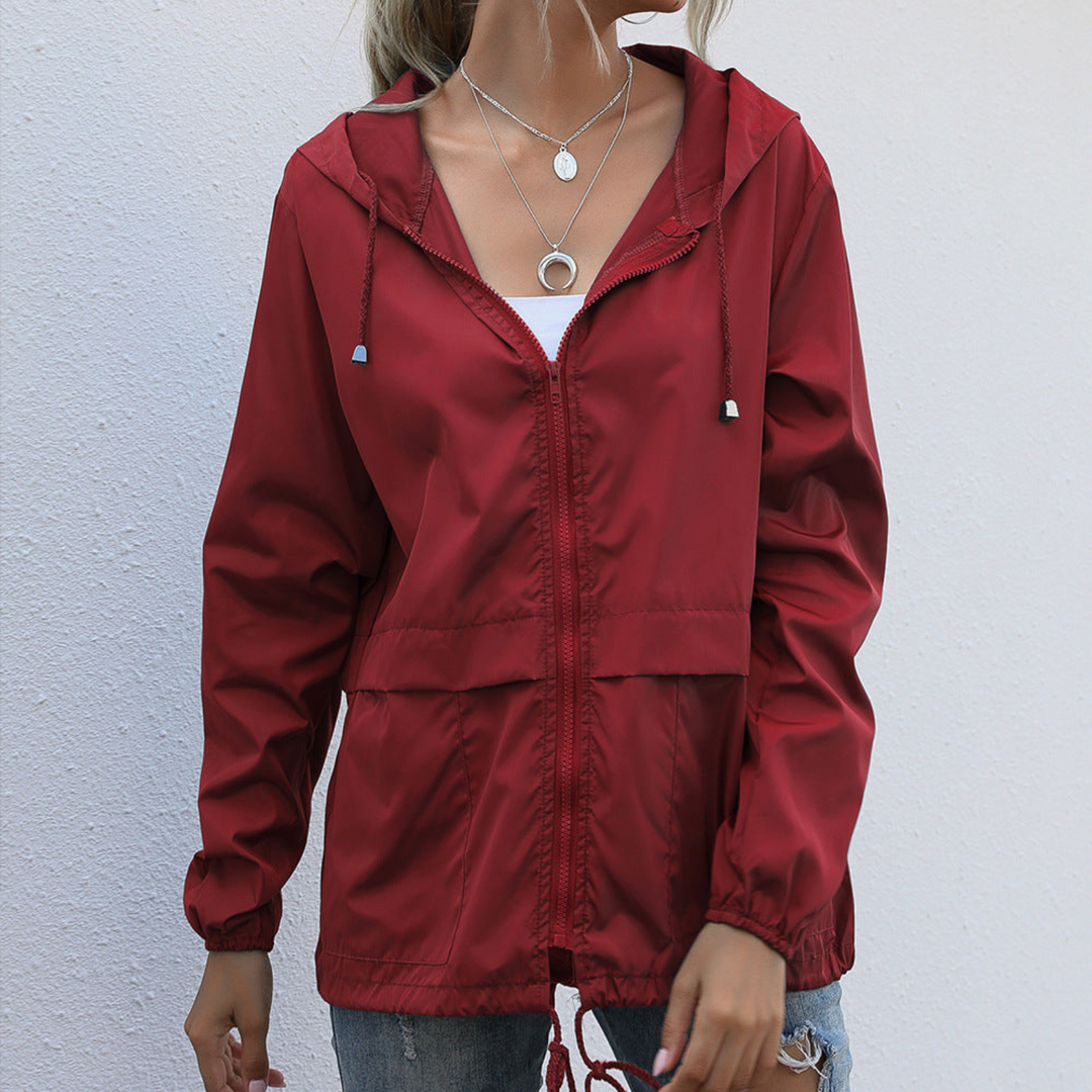 Damenjacke Wasserdicht mit Reißverschluss und Kapuze Stylish und Praktisch