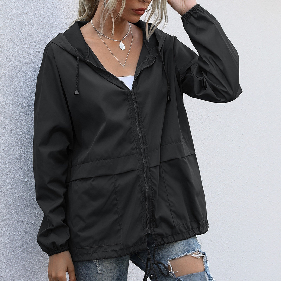Damenjacke Wasserdicht mit Reißverschluss und Kapuze Stylish und Praktisch