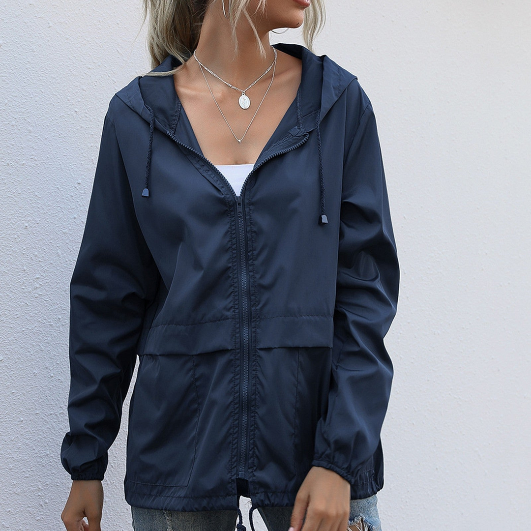Damenjacke Wasserdicht mit Reißverschluss und Kapuze Stylish und Praktisch