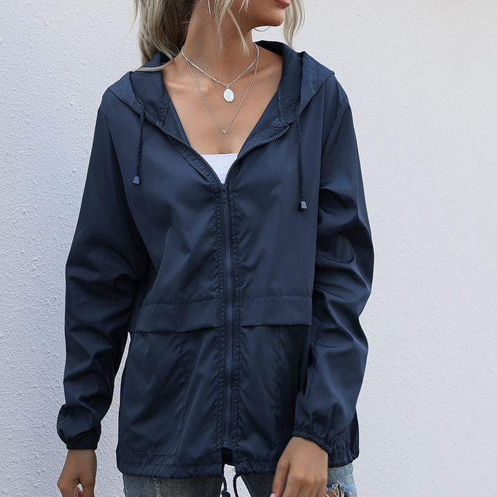 Damenjacke Wasserdicht mit Reißverschluss und Kapuze Stylish und Praktisch