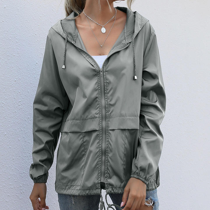 Damenjacke Wasserdicht mit Reißverschluss und Kapuze Stylish und Praktisch